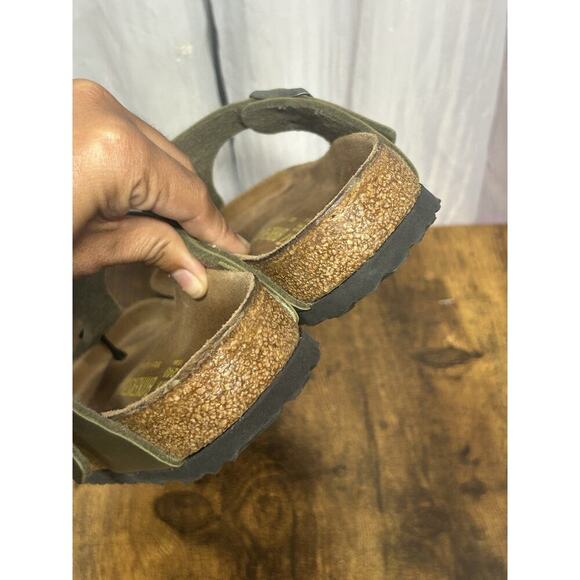 Birkenstock Women's Sz 37 W 6 M 4 Gizeh Green Leather Thong Slip On Sandals - Picture 5 of 12
